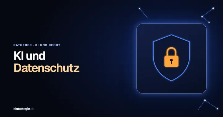 Leuchtendes Schild mit orangefarbenem Schloss als Sinnbild für Datenschutz beim Einsatz von KI