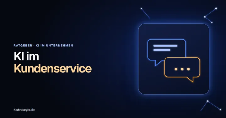 Zwei leuchtende Sprechblasen in Blau und Orange als Sinnbild für KI im Kundenservice