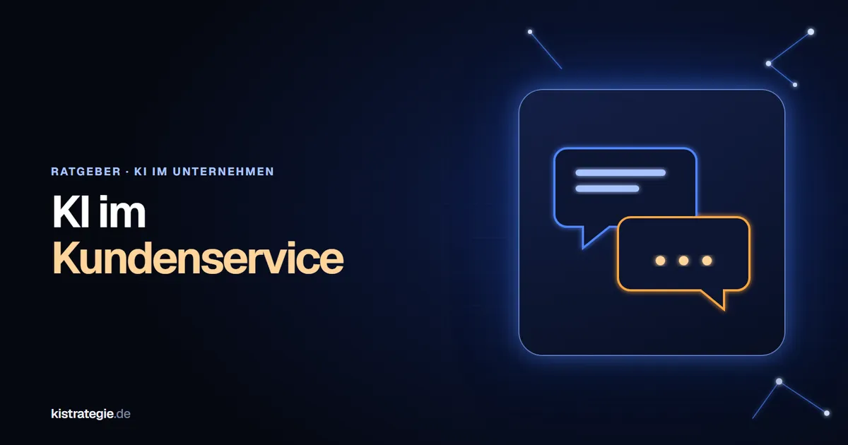 Zwei leuchtende Sprechblasen in Blau und Orange als Sinnbild für KI im Kundenservice
