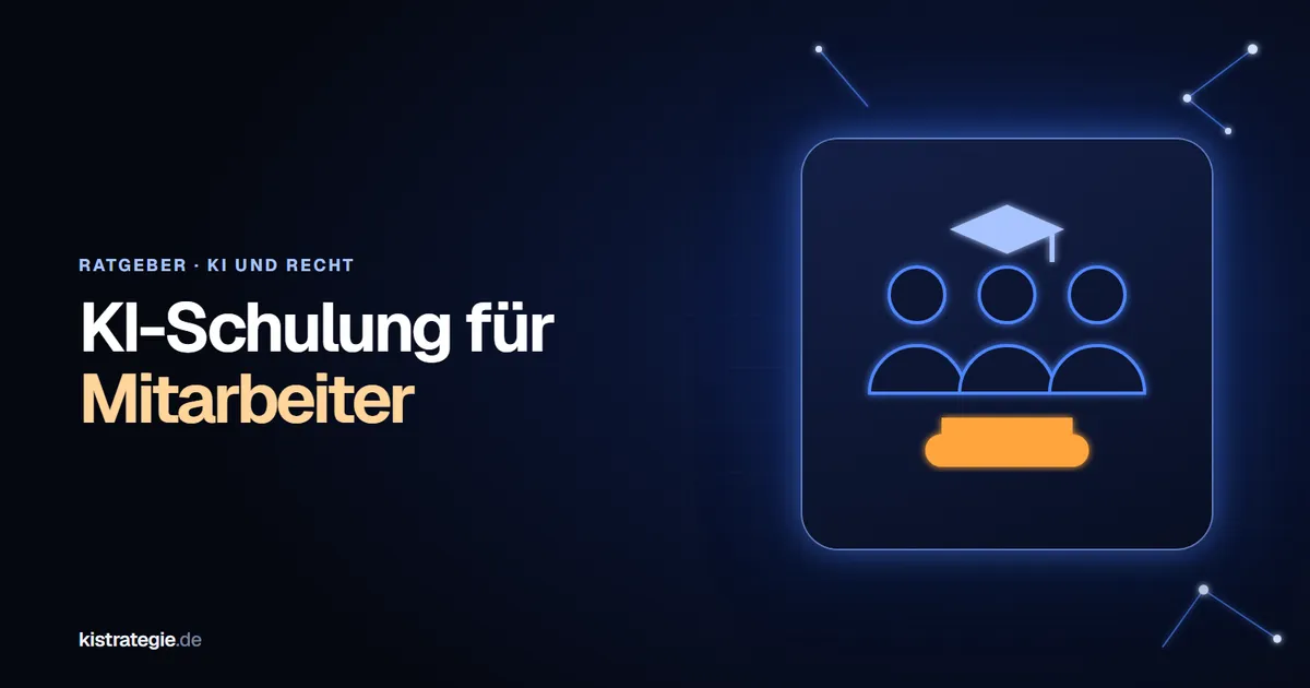 Drei leuchtende Personen-Symbole mit Doktorhut und aufgeschlagenem Buch als Sinnbild für KI-Schulung im Team